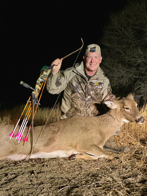 Fred Eichler harvested mature doe with bear archery recurve bow