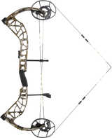 Adapt 2 HP hunting compound bow in color Mossy Oak Bottomland at full draw with 27"-32" draw length.