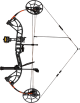Cruzer G4 RTH Compound Bow from Bear Archery in color Fred Bear Fire at full draw on a transparent background.