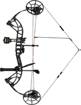 Bear Cruzer G4 RTH compact bow in color Fred Bear Twilight at full draw.