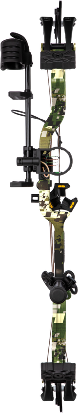 Front view of the Bear Legit Maxx RTH adjustable compound bow in color Emerge 2.0.