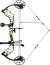 Bear Legit Maxx RTH adjustable compound bow in Emerge 2.0 at full draw.