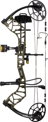 Side profile of the Bear Archery Legit MAXX compound bow showing dual cam system.