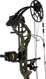 Close up of the cam on the Bear Legit Maxx RTH adjustable compound bow in color Veil Rush.