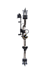 Front view of the Bear Legit Maxx RTH adjustable compound bow featuring 14"-30" draw length in color True Timber Strata.