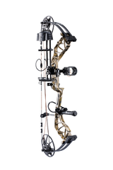Bear Legit MAXX RTH adjustable compound bow in Mossy Oak Bottomland, featuring 14"-30" draw length.
