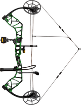 Bear Legit Maxx RTH adjustable compound bow in Fred Bear Electric at full draw.