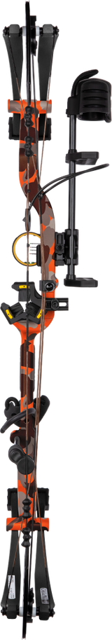 Back profile of the Bear Legit Maxx RTH adjustable compound bow in color Fred Bear Fire on transparent background for online store listing.