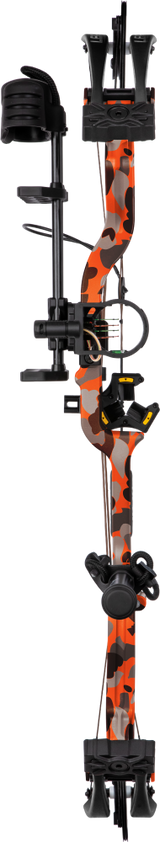 Bear Archery Legit MAXX compound bow in color Fred Bear Fire, featuring 14"-30" draw length.