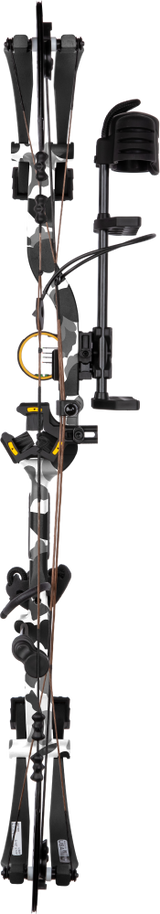 Back view of the Bear Legit Maxx RTH adjustable compound bow in Fred Bear Whiteout.