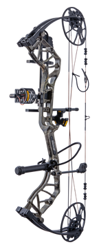 Full view of the Bear Legit Maxx RTH adjustable compound bow in color Mossy Oak Roots on a transparent background.