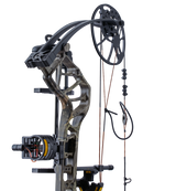 Close up of the cam on the Bear Legit Maxx RTH adjustable compound bow in color Mossy Oak Roots.