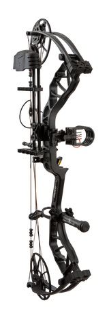 Bear Legit MAXX adjustable compound bow in Black with 30" axel-to-axel.