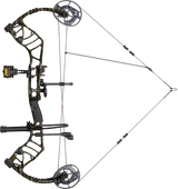 Full draw image of Bear Resilient RTH adjustable compound bow in Mossy Oak Bottomland.