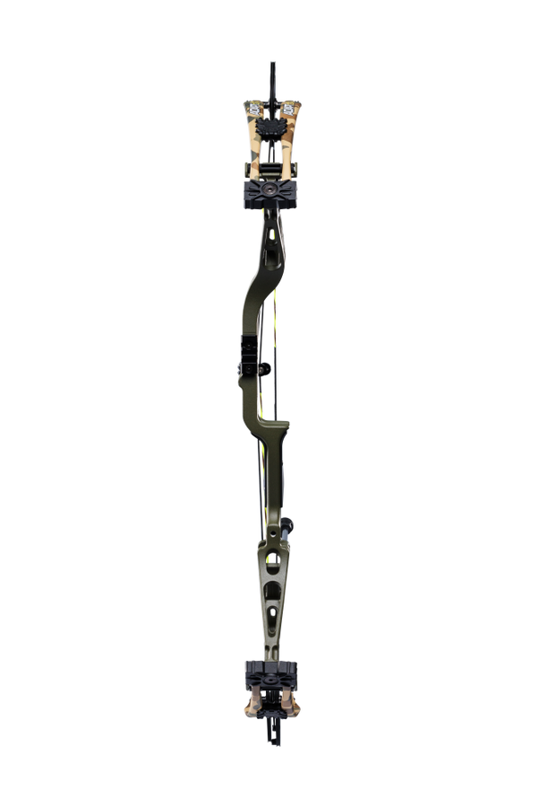 Front view of Bear Archery Adapt 2. This compound bow features a reliable single cam system capable of speeds up to 320 feet per second.