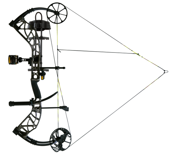 The Bear Adapt 2 RTH compound bow at full draw.