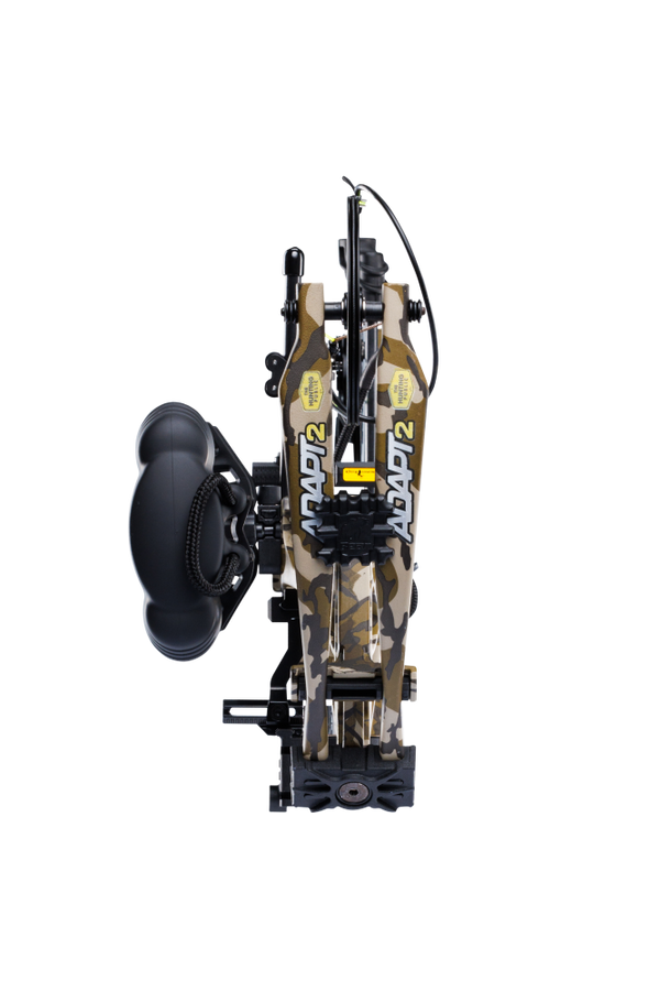 Close up of the Bear Adapt 2 RTH logo on Mossy Oak Bottomland limbs.