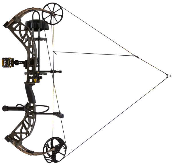 The Bear Adapt 2 RTH compound bow at full draw.