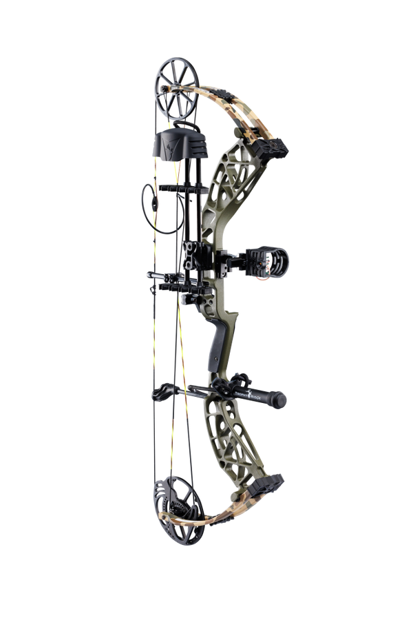 Side view showcasing Bear Adapt 2 RTH single cam bow in color Throwback Green.