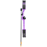 Bear Brave youth compound bow package in color purple features a 26" axle-to-axle introductory bow comes ready to shoot with two Safetyglass™ arrows.