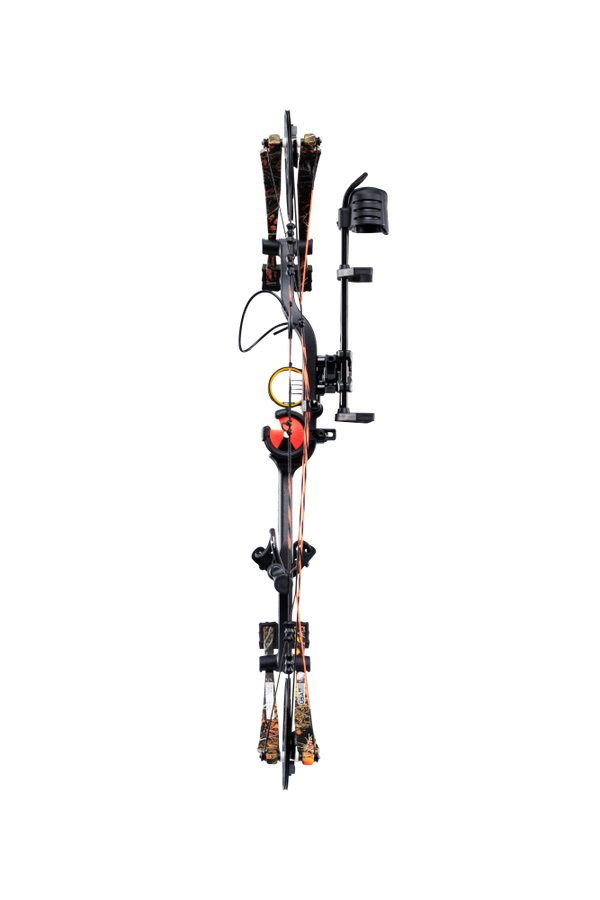 Back view of Bear Archery Cruzer G4 compound bow showcasing its compact 29" axel length.