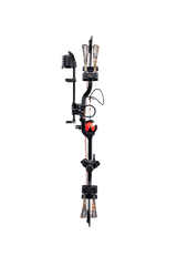 Front view Bear Cruzer G4 Compact Bow in color Wildfire with Trophy Ridge Ready-To-Hunt accessories.
