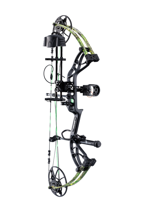 Side view showcasing Trophy Ridge’s ultimate ready-to-hunt package on Bear Archery's Cruzer G4 compact bow.