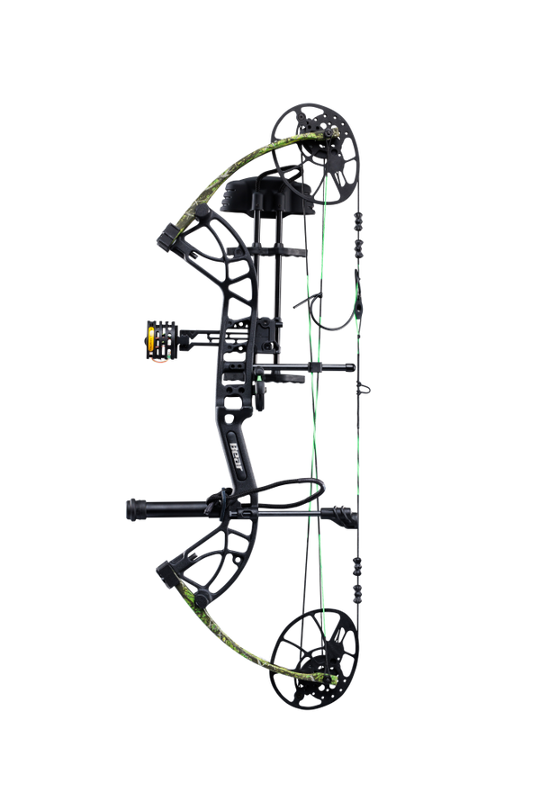 Side view showcasing Trophy Ridge’s ultimate ready-to-hunt package on Bear Archery's Cruzer G4 compact bow.