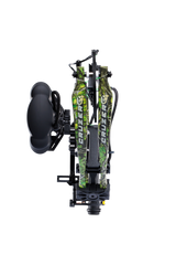 Close up of compound bow limbs showcasing Bear Archery Cruzer G4 compact bow logo on color Toxic.