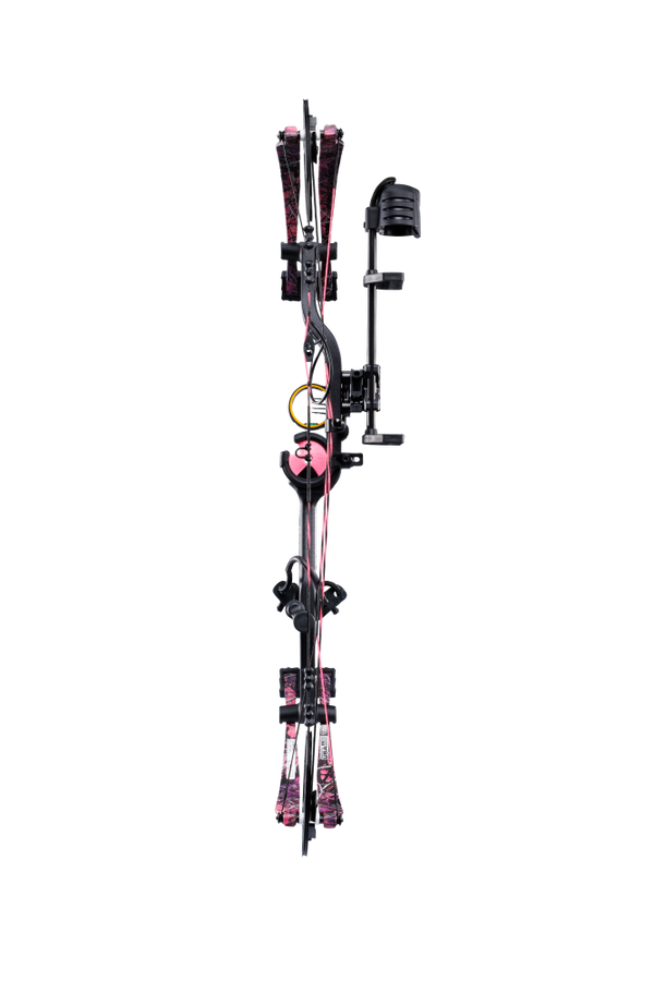 Back view of Bear Archery Cruzer G4 compound bow showcasing its compact 29" axel length.