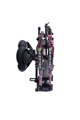 Close up of compound bow limbs showcasing Bear Archery Cruzer G4 compact bow logo on color Muddy.