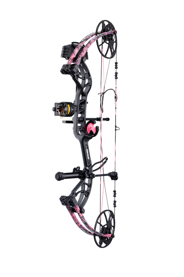 Side view of Bear Archery Cruzer G4 compact bow with 75% let off, highlighting its lightweight and compact frame.