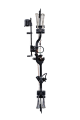 Front view Bear Cruzer G4 Compact Bow in color True Timber Strata with Trophy Ridge Ready-To-Hunt accessories.