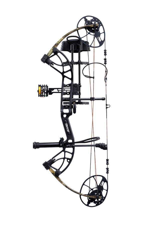 Side view showcasing Trophy Ridge’s ultimate ready-to-hunt package on Bear Archery's Cruzer G4 compact bow.
