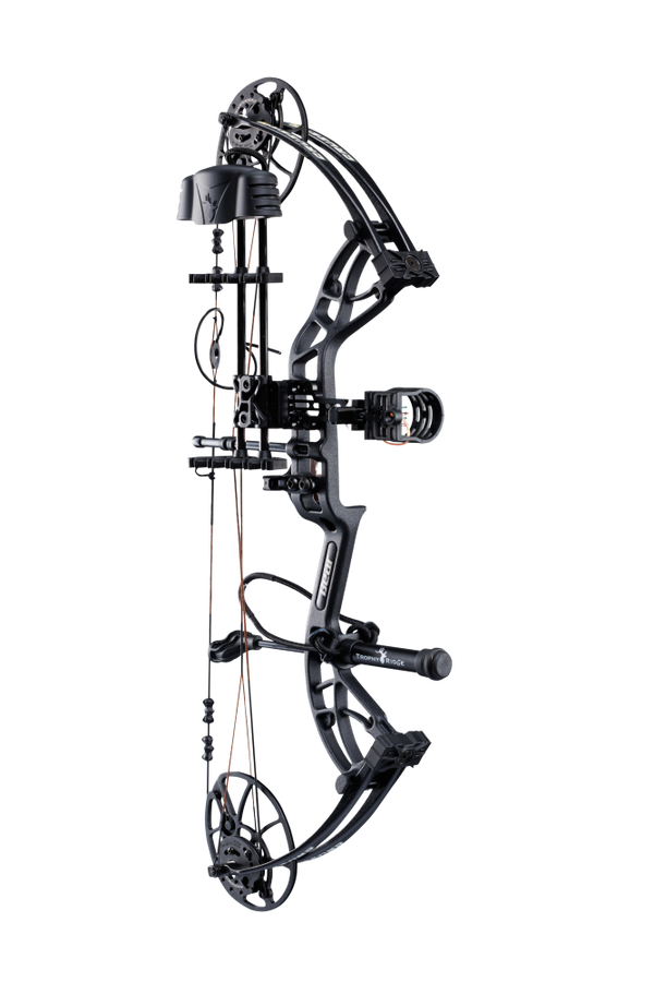 Side view of Bear Archery Cruzer G4 compact bow with 75% let off, highlighting its lightweight and compact frame.