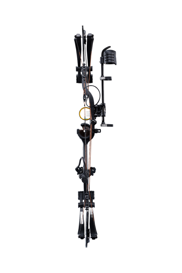 Back view of Bear Archery Cruzer G4 compound bow showcasing its compact 29" axel length.