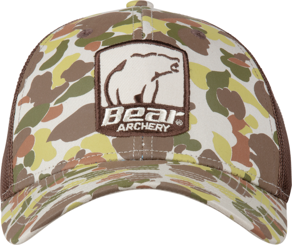 Fred bear camo hat - bear archery camo hat with fred bear camo and bear archery shield logo