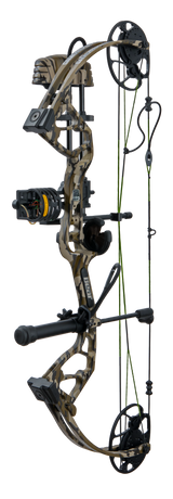 The Bear Archery Gamekeeper bow, in color Mossy Oak Bottomland equipped with Ready-to-hunt package from Trophy Ridge. - Kids Compound Bow - Youth Bow for Hunting