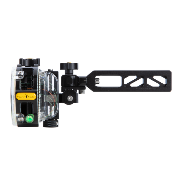 Automatic pin elevation adjustments for accurate pin calibration - Trophy Ridge React Pro 5 Bow Sight with Mathews Bridge Lock
