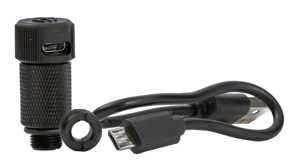 Rechargeable bow sight light and charging cord from Trophy Ridge.