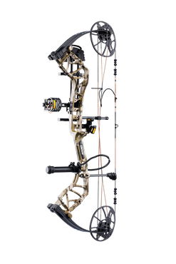 Bear Legit MAXX RTH package with sight, rest, quiver, and stabilizer included.