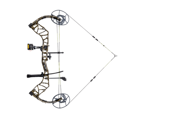 Full draw image of the Gamekeeper RTH Compound Bow, Bear Gamekeeper Bow, Mossy Oak Compound Bow