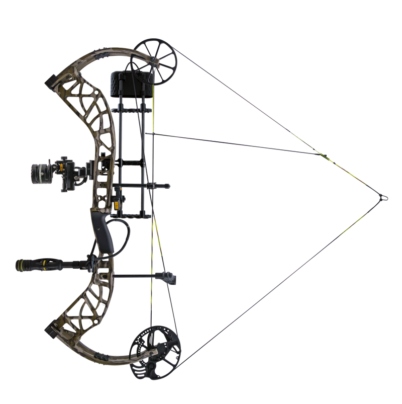 The Bear Adapt 2 Plus RTH compound bow at full draw.