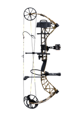 Side view of Bear Adapt 2 RTH hunting bow in color Mossy Oak Bottomland highlighting its single cam system.