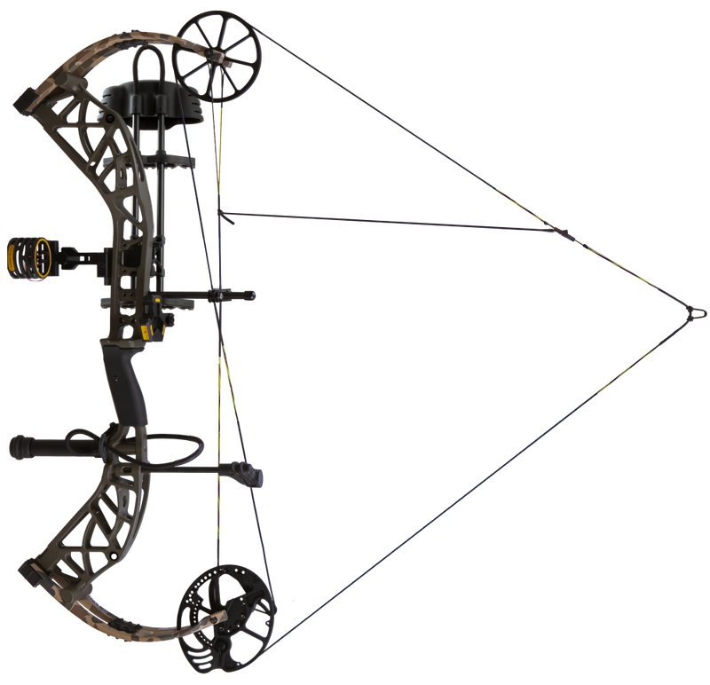 The Bear Adapt 2 RTH compound bow at full draw.