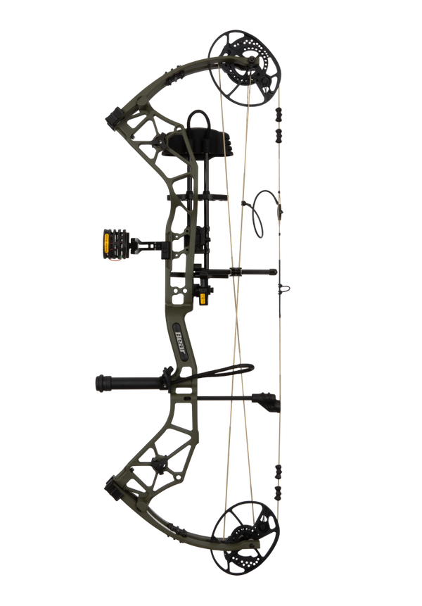 Trophy Ridge Package includes: integrated 4-pin sight, IMS® Whisker Biscuit V, 5-Spot quiver, stabilizer, peep sight, and D-loop._2