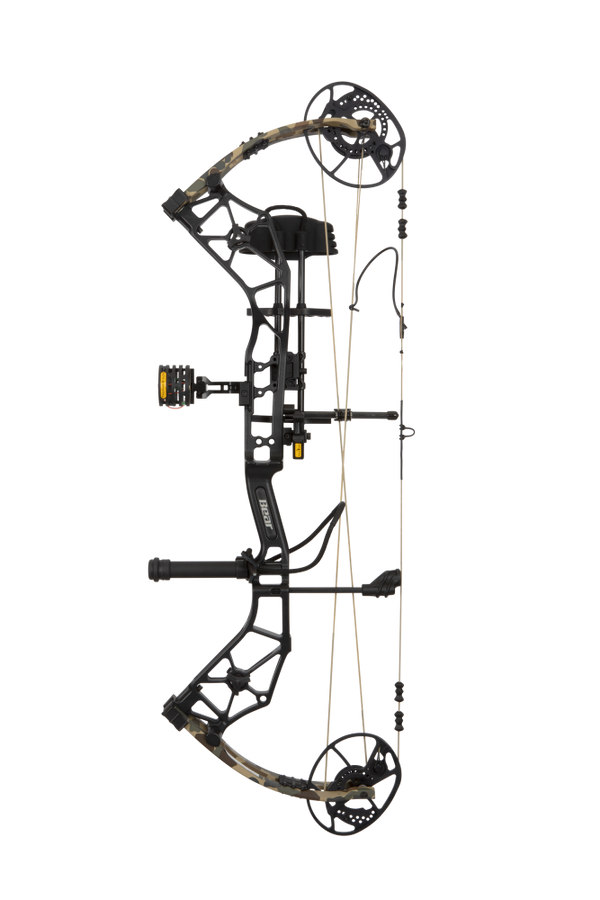 Trophy Ridge Package includes: integrated 4-pin sight, IMS® Whisker Biscuit V, 5-Spot quiver, stabilizer, peep sight, and D-loop._2