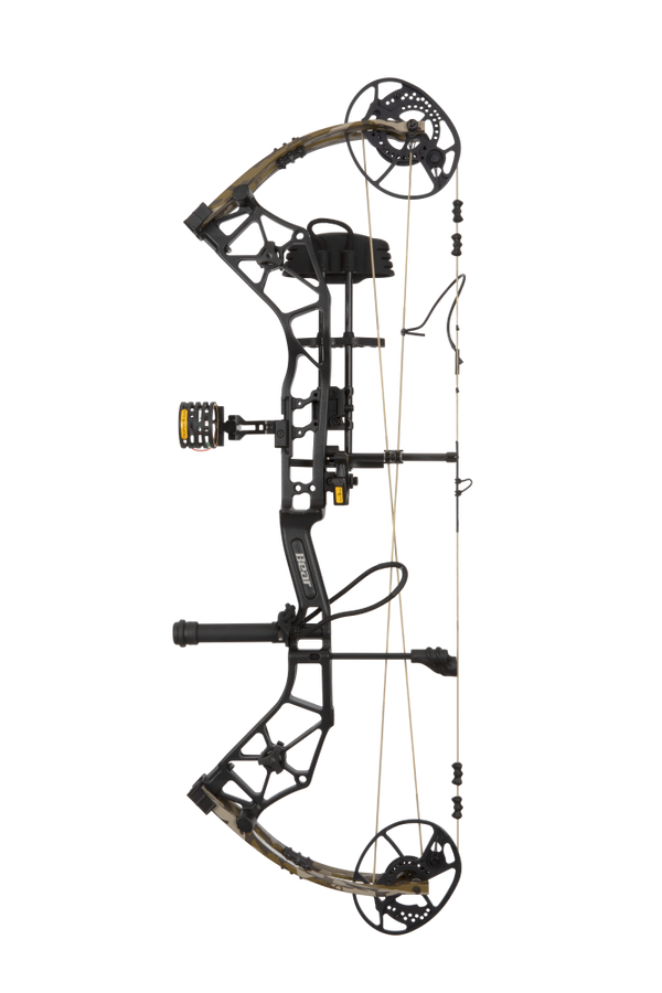 Trophy Ridge Package includes: integrated 4-pin sight, IMS® Whisker Biscuit V, 5-Spot quiver, stabilizer, peep sight, and D-loop._2