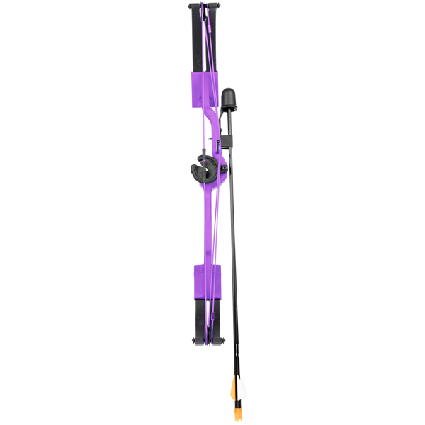 Bear Brave youth compound bow package features a 26" axle-to-axle introductory bow comes ready to shoot with two Safetyglass™ arrows.