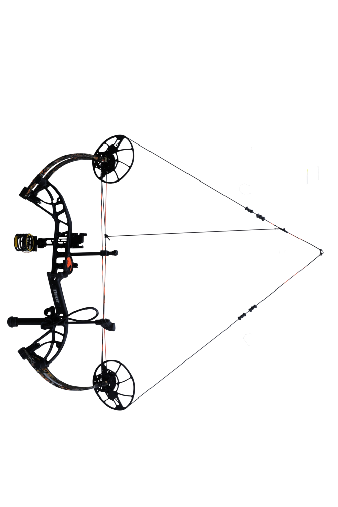 Bear Cruzer G4 RTH Compact Bow in color Wildfire aiming left showcasing it's 14"-30" draw length.